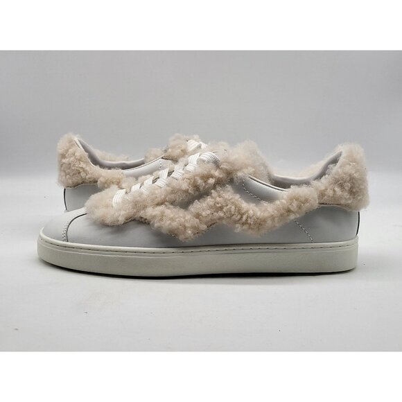 Stuart Weitzman Daryl Cozy Shearling Sneakers Women's 5.5B‎ White Leather NWOB - Picture 4 of 9